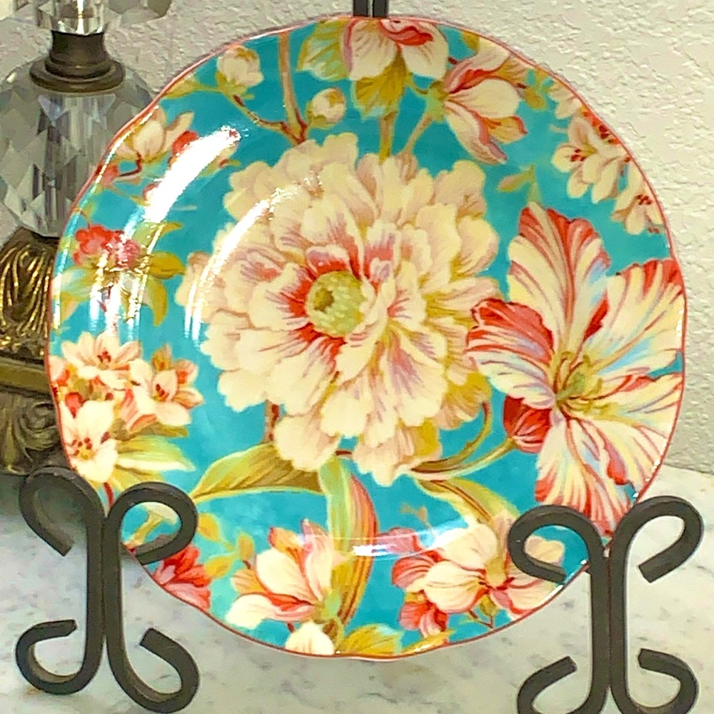 222 FIFTH SALAD  PLATE MARLEY TEAL 8 3/4TH INCH FINE CHINA